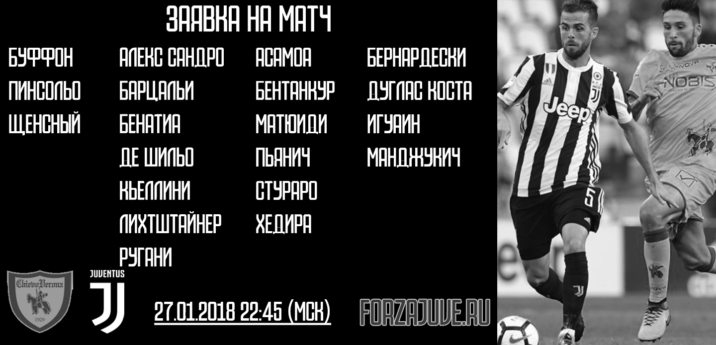 «Кьево» - «Ювентус». Заявка на матч