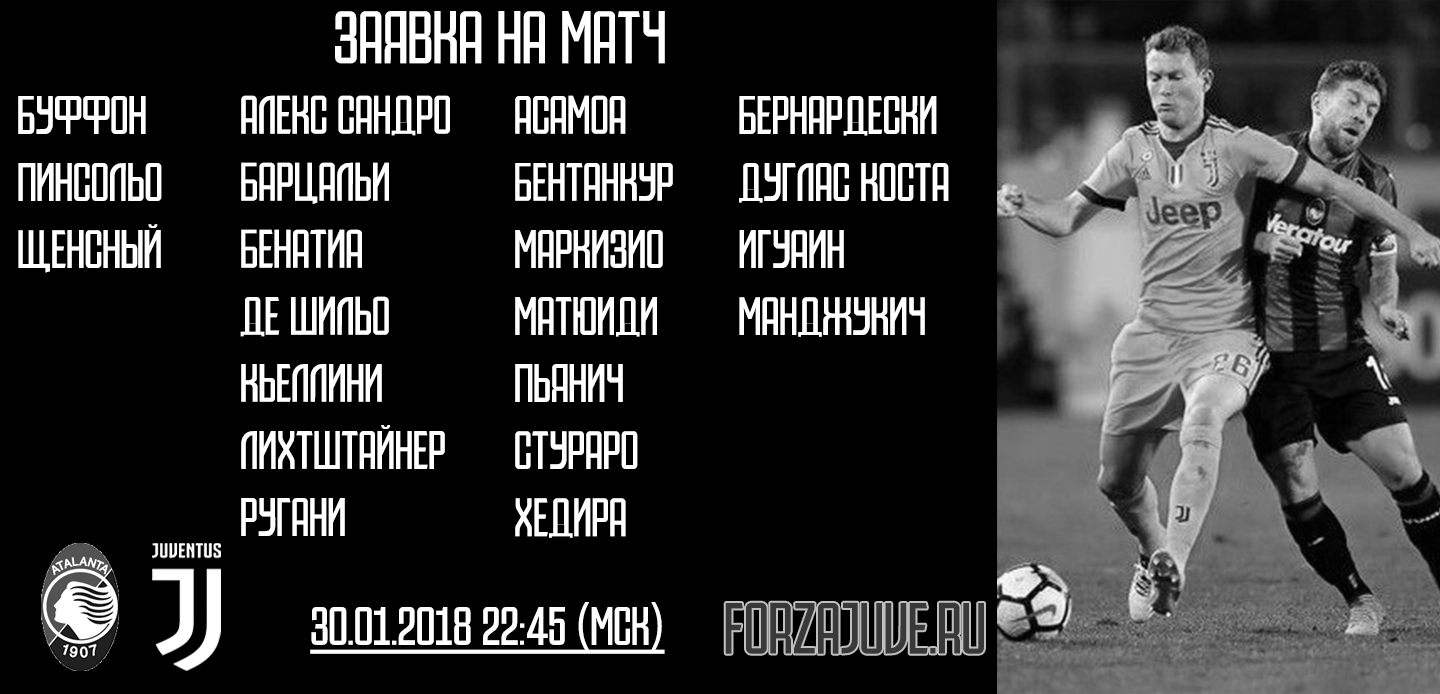 «Аталанта» - «Ювентус». Заявка на матч